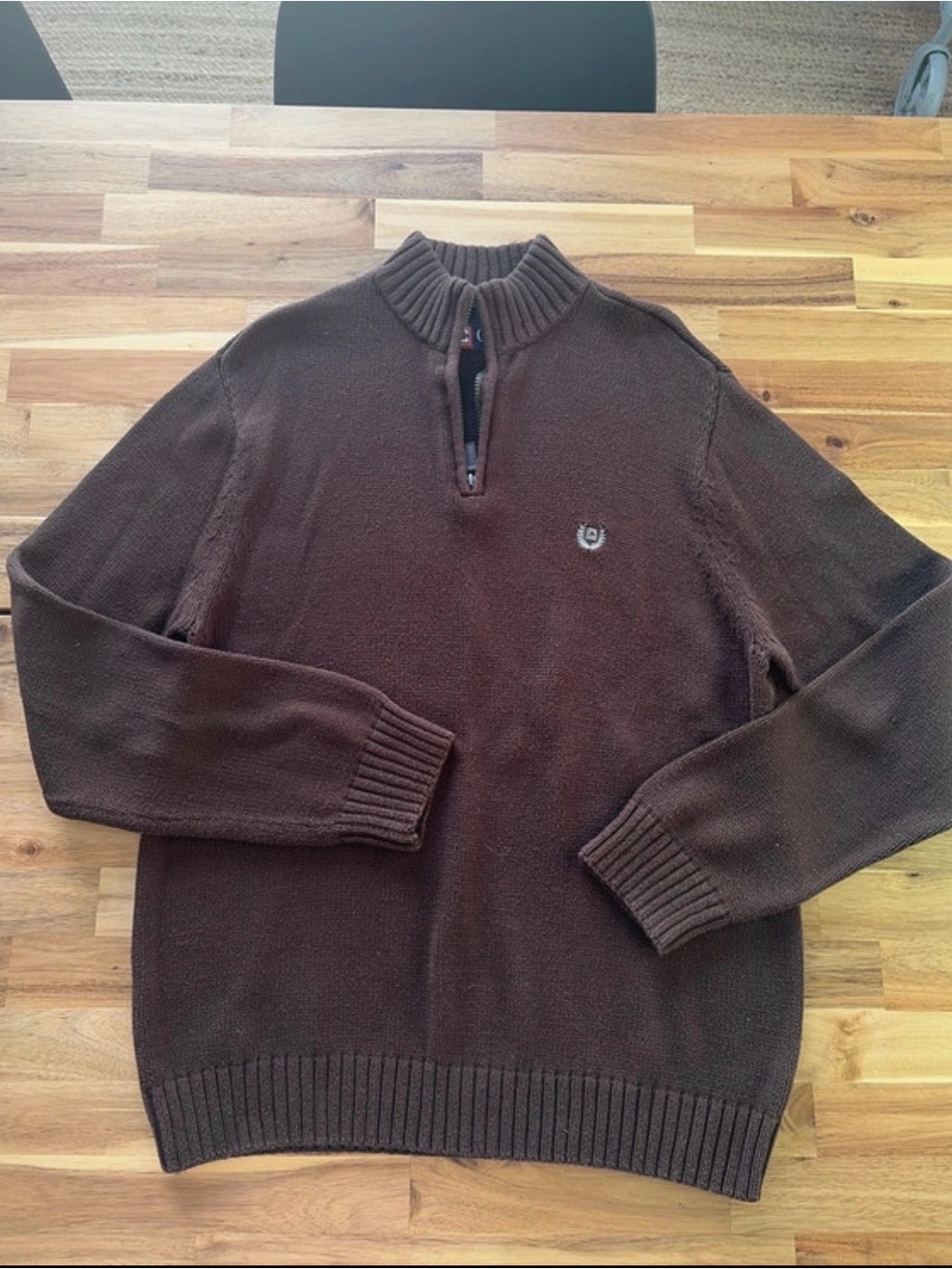 CHAPS Men's Brown Quarter-Zip Sweater - Classic Knit